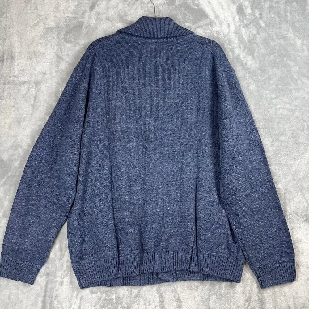 Weatherproof‎ Vintage Sweater Mens Knit Shawl Neck Blue Preppy Cottage core 2XL